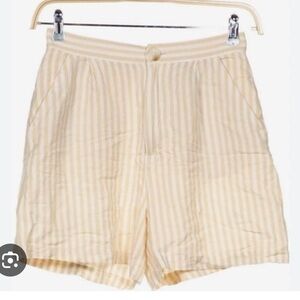 & Other Stories Stripped Linen Bermuda Shorts Yellow White Size M Medium